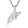 Acessórios de Pingente de Tubarão Full Diamond Transfronteiriço Europeu e Americano Hip-Hop Punk Tendência Rap Colar Longo Joias Personalizadas Atacado