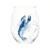 Copa de vino temática de Halloween con patrones de fantasma, gato negro, calavera y calabaza, copa de vidrio decorativa con ambiente festivo