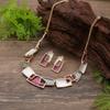 Nuevo Juego Transfronterizo de Aretes Geométricos Cuadrados Huecos de Esmalte y Collar para Damas, Collar Cuadrado Irregular Exagerado