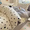 Conjunto de cama simples de algodão puro de quatro peças, lençol de algodão estilo fresco novo, capa de edredom, protetor de colchão, conjunto de três peças para dormitório