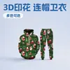 Conjunto de Moletom com Capuz e Calça de Moletom para Outono e Inverno de Natal, Venda Quente na Amazon, com Estampa 3D para Esportes Casuais