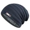 Gorro de punto de cabeza grande con forro polar para hombre, otoño e invierno, grueso, estilo coreano, protección para las orejas, gorro de lana, para exteriores, resistente al viento, para el frío, para montar, tipo pullover, de algodón