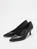 Moda Outono Sapatilhas de Salto Alto Bico Fino Preto Fosco PU Confortáveis Sapatos de Trabalho com Terno Salto Alto Profissional Feminino