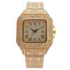 Reloj de cuarzo hip-hop europeo y americano al por mayor de fábrica para hombre, pulsera de acero, reloj con diamantes completos, reloj de mujer, reloj cuadrado de moda para hombre