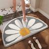 Tapete de banheiro doméstico flocagem porta do banheiro tapete antiderrapante Novo tapete semicírculo Daisy tapete porta absorvente