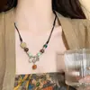 Nuevo Collar de Cerámica Retro Zen Estilo Chino para Mujer Moda Versátil Diseño de Nicho Cadena para Clavícula Tejida a Mano