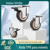 Rodízio 1 Polegada 1,25 Polegada 1,5 Polegada 2 Polegadas Fábrica TPR Roda Universal com Freio Roda Direcional Móveis Roda Silenciosa