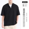 Camiseta de manga curta com zíper e meia manga, empilhada, roupa falsa de duas peças, camisa de base solta masculina, camiseta casual de manga curta, marca da moda