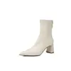 Botas super elásticas para mulheres, botas de corte justo, nova coleção outono/inverno, design de bico fino, zíper traseiro, saltos altos grossos, botas de tornozelo elásticas, botas femininas individuais