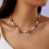 Moda europea y americana linda cerámica suave fruta sandía collar de perlas diseño simple de nicho cadena para el cuello de tarjeta de perla ajustable