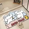 Alfombra de Piso de Barro de Diatomeas Linda de Oso Pequeño de Dibujos Animados para el Hogar, Dormitorio, Baño, Absorbente de Agua, Antideslizante, Resistente a la Suciedad, Resistente al Desgaste, Fácil de Cuidar