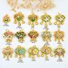 Marea nacional oro antiguo color esmalte aceite urraca flores ricas abiertas hueco candado de bendición colgante collar de cuerda DIY