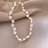Dongdaemun Zircon Flower Oval Geometric Necklace Exquisite Cold Style Clavícula Corrente Light Luxury High-end Necklace para Mulheres