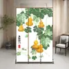 Divisor de ambiente estilo chino tradicional 'Cinco Bendiciones' con forma de calabaza para sala de estar y baño, pantalla móvil plegable y sencilla para bloquear la entrada