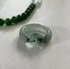 Anillo de Diamante de Imitación de Jade de Tendencia Nacional, Lujoso y de Alta Gama, Estilo Minimalista Exquisito, Anillo de Dedo Índice Abierto de Nicho