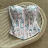 Top strapless impresionante con estampado floral estilo francés, diseño adelgazante y longitud corta