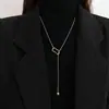 Collar de Suéter de Diseño Sencillo para Mujer, Collar Largo de Alta Gama, Cadena de Suéter de Doble Capa Estilo Nicho Joyería al por Mayor