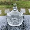 Taza de dulces de estilo europeo, tarro de dulces de cristal transparente con tapa, tarro de vela con tapa, joyero, adornos de candelabro