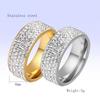 Venta caliente europea y americana anillo de titanio de acero para hombre con diamantes de estrella no se decolora incrustado a mano cinco filas de diamantes al por mayor de fábrica
