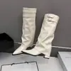 Botas altas de pierna ancha retro, tacón no demasiado grueso, para otoño e invierno, punta fina, versátiles, tacón alto, estilo nuevo, hasta la rodilla, 2026, botas de montar