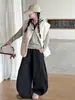 Conjunto de Moletom Listrado Outono/Inverno Novo para Meninas, Colete de Lã de Cordeiro, Calças de Perna Curva com Forro de Fleece, Top para Crianças de Tamanho Médio/Grande
