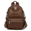 Mochila Gran Capacidad Mochila Casual 2025 Nuevo Pu de Alta Gama Retro Bolso de Mujer Viajero Simple Bolso de Mujer