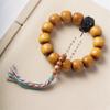 Pulsera de Cuentas de Nanmu Dorado para Hombre y Mujer, Cuentas de Madera, Rosario de Zorro, Joyería Wen Play