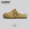 Sapatos Birkenstock Retro Globais para Mulheres 2026 Primavera Novo Estilo Bico Fechado Salto Escondido Meio Slip-On Sapatos Preguiçosos Slip-On