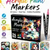 Gato de Colores Marcadores Acrílicos de Doble Punta y Doble Color de 72 Colores para Graffiti DIY Puntas Suaves que No se Desvanecen Apilables Bolígrafos de Contorno de Color