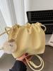 Bolso Cruzado Pequeño Nuevo para Mujer Primavera/Verano 2025, Bolso de Hombro Plegado con Cordón, Elegante Bolso Cubo de Color Sólido con Textura para Viajes Diarios