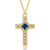 Amazon Transfronterizo Nuevo Producto Collar con Colgante de Cruz Mossese Moda y Versátil Collar con Piedra de Nacimiento Regalo de Cumpleaños