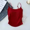 Top de Tirantes Caliente Sexy y Atractivo para Mujer con Tirantes Plisados, Copas Incorporadas, Escote Amplio y Hermoso Diseño en la Espalda