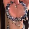 Pulsera de Borla con Cuentas Inspirada en Novela para Mujer, Diseño Nicho, Alto Valor Estético, Personalidad Única, Versátil Pulsera de la Amistad Tendencia