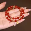 Perlas de Agua Dulce 6mm Ágata Roja Pulsera de Cuentas Citrino para Mujer Moda Doble Capa Apilable Joyería de Perlas Muy Hermosa