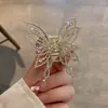 Doce grampo de cabelo de borboleta de metal, acessório de cabelo de liga metálica com pérolas estilo coreano para a nuca, elegante grampo de cabelo para criar um penteado estiloso