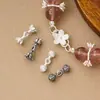 Plata pura S925 viga de equilibrio de doble extremo flor pequeña cuentas cuadradas pulsera de cuerda trenzada hecha a mano DIY accesorios de cuenta espaciadora para collar