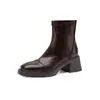 Botas Descalzas de Punta Cuadrada Cosidas a Mano Tacón Grueso de 6 cm Botas Martin con Estilo Botines Retro Botas Versátiles de Estilo para Viajar Botas de Pierna Ancha