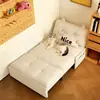 Sofá Cama Individual Estilo Crema Plegable Telescópico Doble Uso Sala de Estar Apartamento Pequeño Habitación de Alquiler Estudio Balcón Cama Multifuncional
