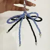 Chic Coreano Nuevo Estilo Dulce Lazo de Perlas Colgante de Corazón Plateado Llavero de Coche Encanto para AirPods Accesorio de Teléfono