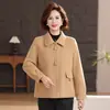 Nova jaqueta curta de lã dupla face, tamanho petite, moda feminina para meia-idade, gola boneca, casaco de lã solto e simples para mulheres
