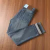 Pantalones de Mezclilla Rectos Ajustados Delgados Suaves Lisos Cómodos Elásticos Lavados Retro de Alta Gama para Hombre