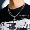 Colar Pingente de Cruz Camadas da Moda Europeia e Americana Cravejado de Diamantes para Homens e Mulheres, Estilo Punk, Corrente de Suéter Única e de Nicho