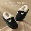 Pantuflas de Algodón Birkenstock de Suela Gruesa para Mujer Invierno Más Terciopelo Cálidas Antideslizantes Damas Hogar Interior Felpa Algodón Pantuflas Modelo Mujer Venta al por Mayor