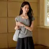 Nova Camiseta Henley Feminina de Acetato de Tencel com Lã, Confortável, Respirável, Casual, Versátil, Slim-Fit, Top com Decote em U