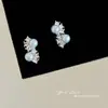 Brincos de Zircônia Pérola Azul Suave Estilo Francês, Versáteis e Luxuosos, Brincos de Alto Padrão, Brincos Exquisitos e Elegantes para Mulheres