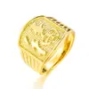 Anillo grande para hombre de Vietnam, apertura de molde inverso en oro, latón chapado en oro simulado, anillo para hombre chapado en oro real de 24 quilates