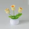 Ramo Pequeño de Punto Transfronterizo en Maceta Regalo para el Día del Maestro Producto Terminado Hilo Girasol Flor Artificial Decoración de Escritorio