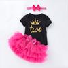 Ropa para Bebés y Niños Pequeños, Ropa para Fiestas Navideñas y Cumpleaños, Mameluco de Manga Corta, Falda, Conjunto de 3 Piezas, Atuendo de Cumpleaños