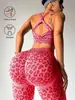 Conjunto Esportivo de Yoga Sem Costura Costas Cruzadas para Mulheres Conjunto de Duas Peças Fitness Esportivo Lazer para Mulheres Que Pode Ser Usado Fora