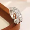 Colección de Anillos de Latón Plateado con Circonita de Moda Más Vendidos, Anillos de Plata de Lujo Ligero Transfronterizos, Versátiles para el Uso Diario